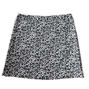 LOFT Leopard‎ Print Mini Skirt Size 12 Neutral Tan Black Classic Chic Lined